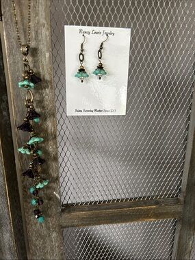 Turquoise & Purple Bead Dangle Earrings